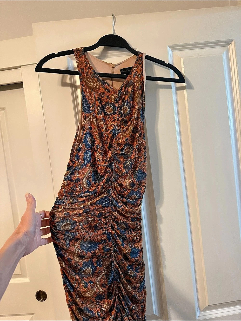 NWT House of Harlow 1960 Paisley Ruched Midi dress
